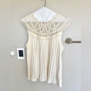 Anthropologie, cream, sleeveless Boho style top, L